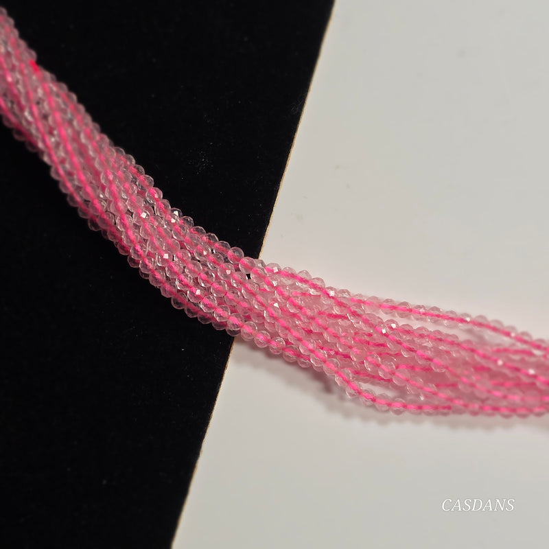 Light Rose Quartz 2mm Faceted Round Beads