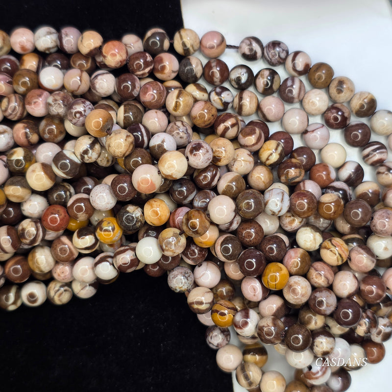 Brown Zebra Jasper 6mm Smooth Round Beads