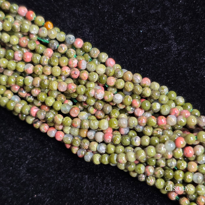 Unakite 2mm Smooth Round Beads