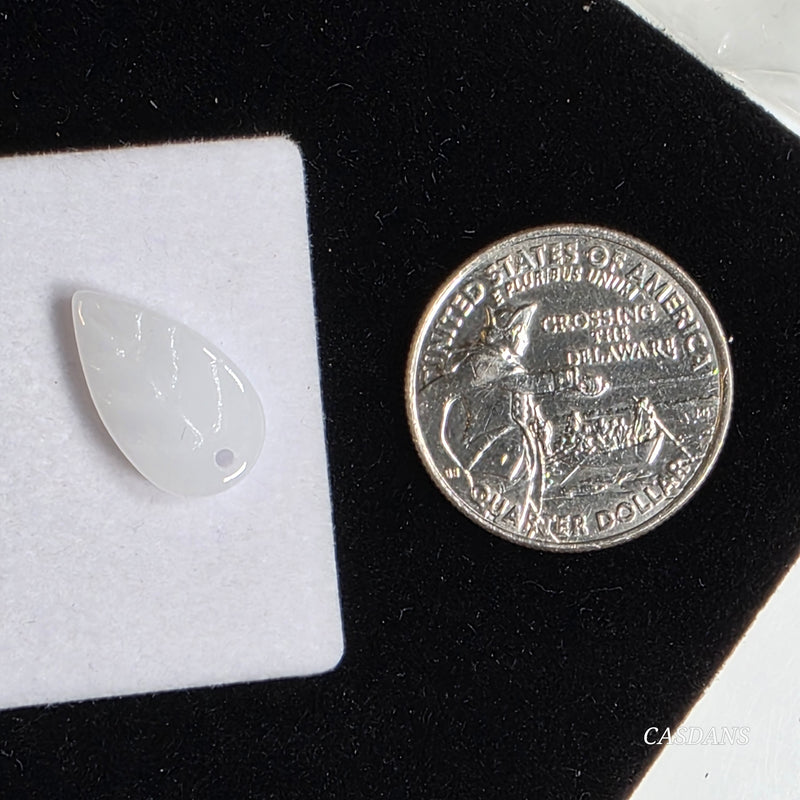Czech Glass Leaf Bead 10x17mm - White