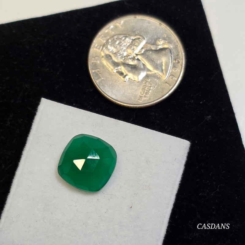 Green Onyx 12mm Cushion Rosecut Cabochon