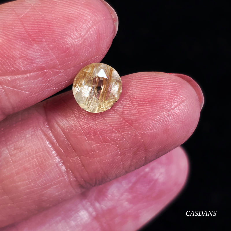 Gold Rutile Quartz 8mm Round Facet