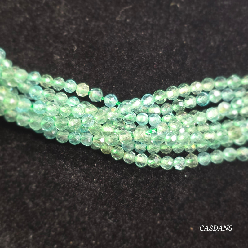 Green Apatite 2mm Faceted Round Beads