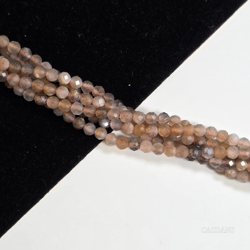 Skeleton Moonstone 3mm Faceted Round Beads