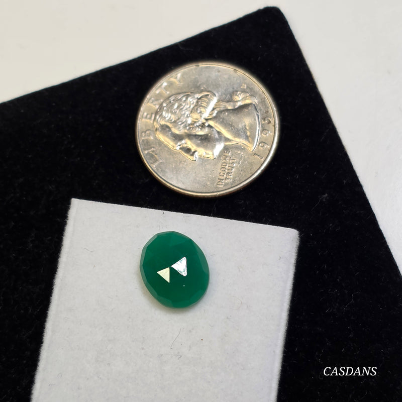 Green Onyx 10x12mm Oval Rosecut Cabochon