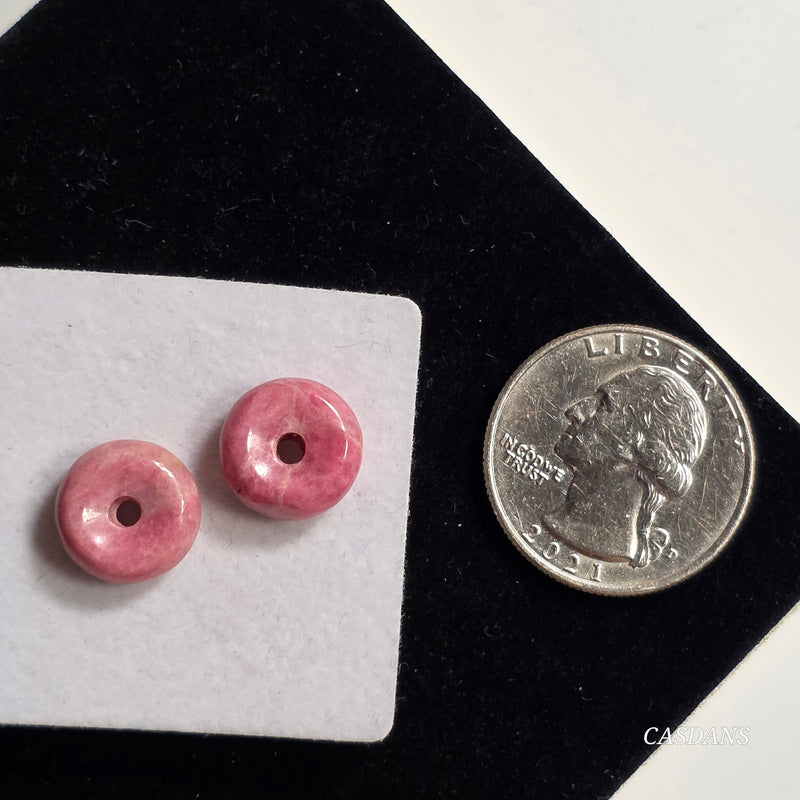 2 Pieces, 12mm Rhodonite Donut