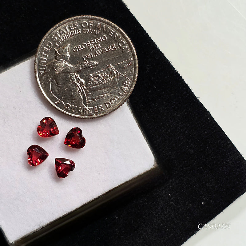 4 Pieces, Calibrated 5mm Heart Garnet Facets