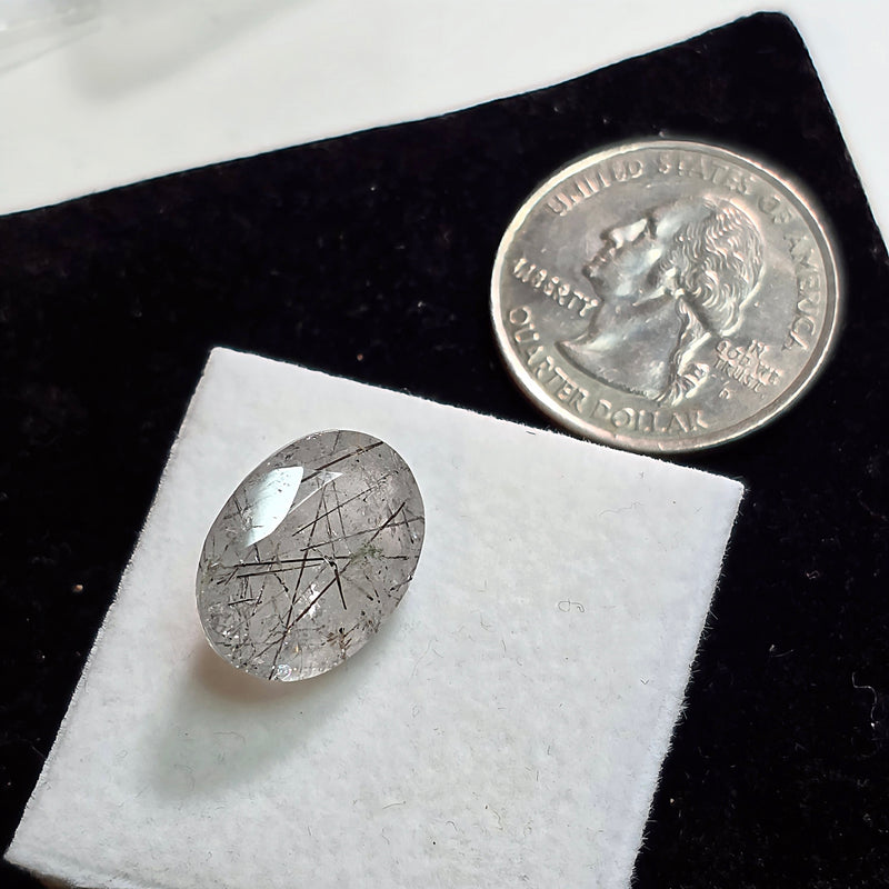 Black Rutile Quartz 12x16mm Oval Facet