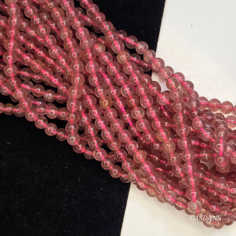 Strawberry Quartz 4-5mm Smooth Round Beads