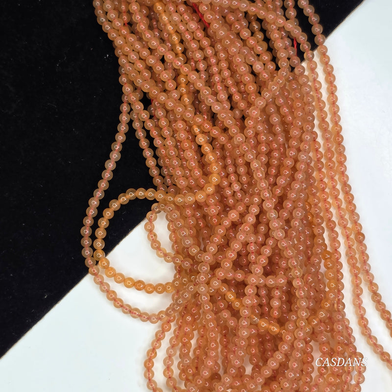 Orange Aventurine 2mm Smooth Round Bead