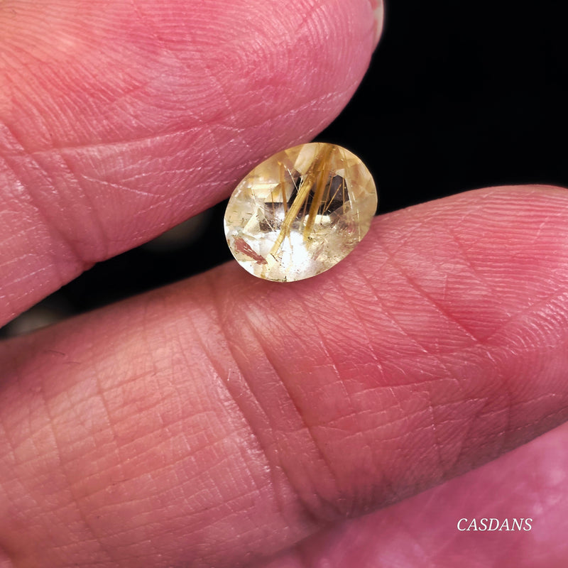 Gold Rutile Quartz 10x12mm Oval Facet