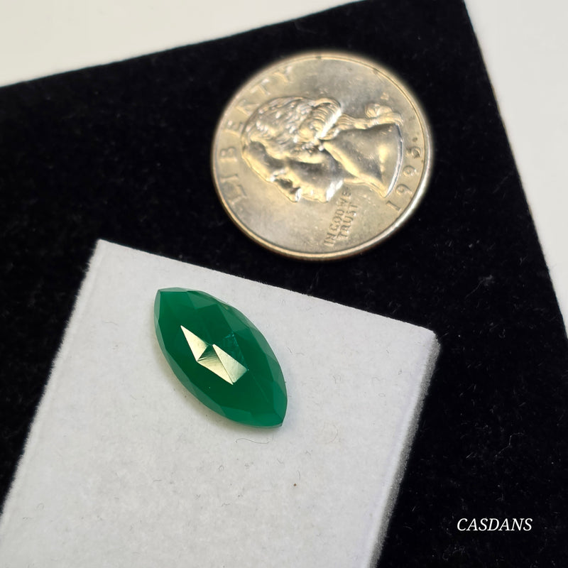 Green Onyx 9x18mm Marquis Rosecut Cabochon