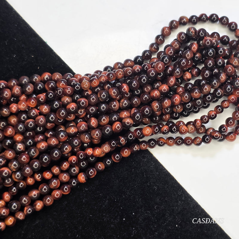 Red Tiger's Eye 3mm Smooth Round Bead