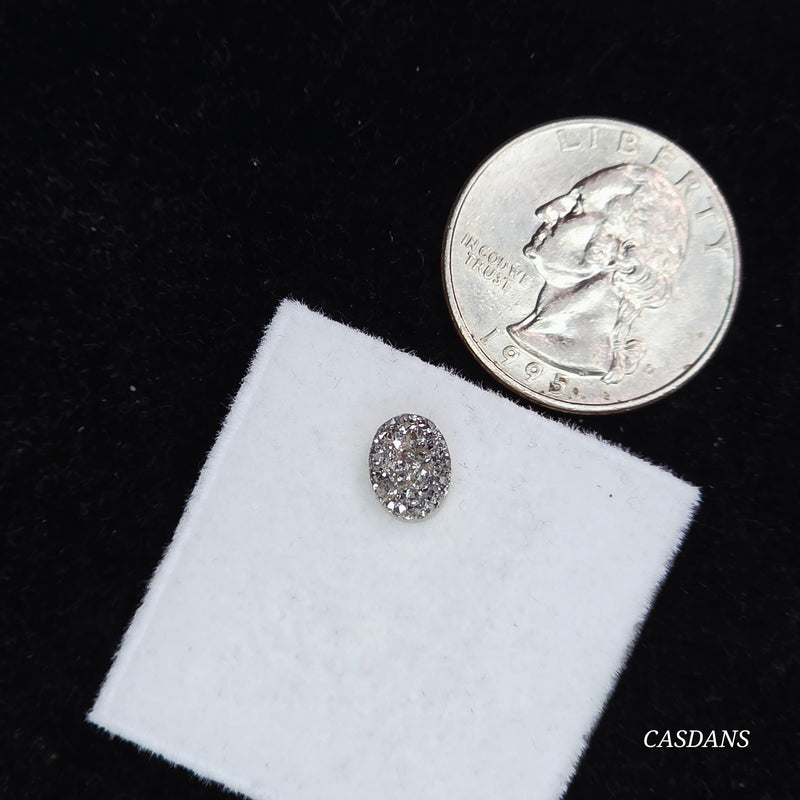 Druzy Agate 6x8mm Oval Cabochon (Light) (Titanium Coated)
