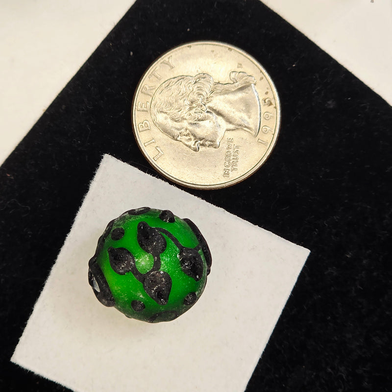 18mm Matte Lampwork Bead - Deep Green