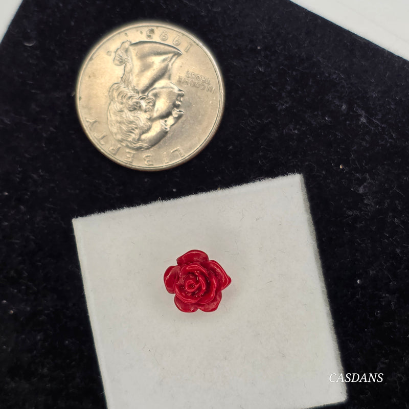 10mm Shell Powder Rose Bead - Empress Red