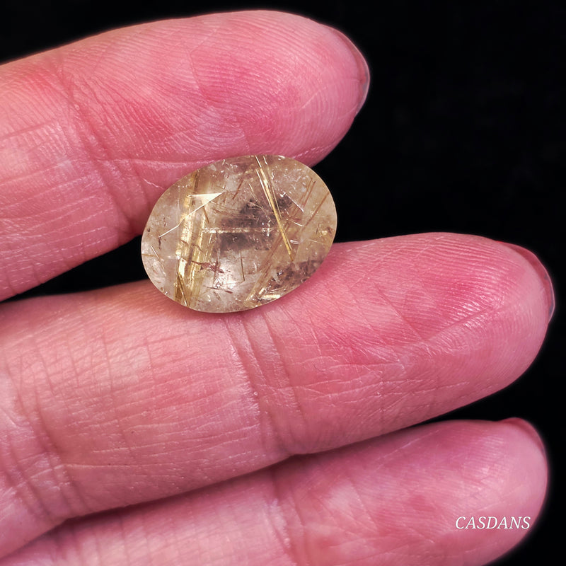 Gold Rutile Quartz 12x16mm Oval Facet