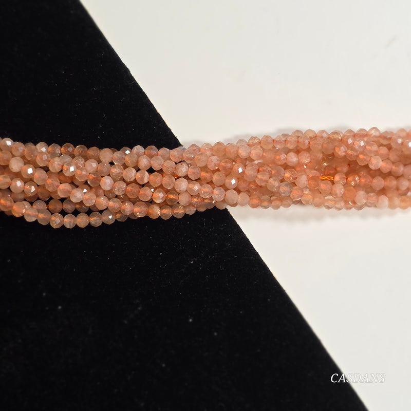 Sunstone 2mm Faceted Round Beads