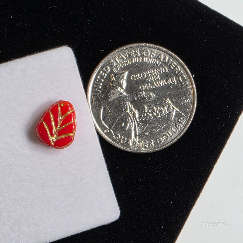 Czech Glass Leaf Bead 8x10mm - Orange