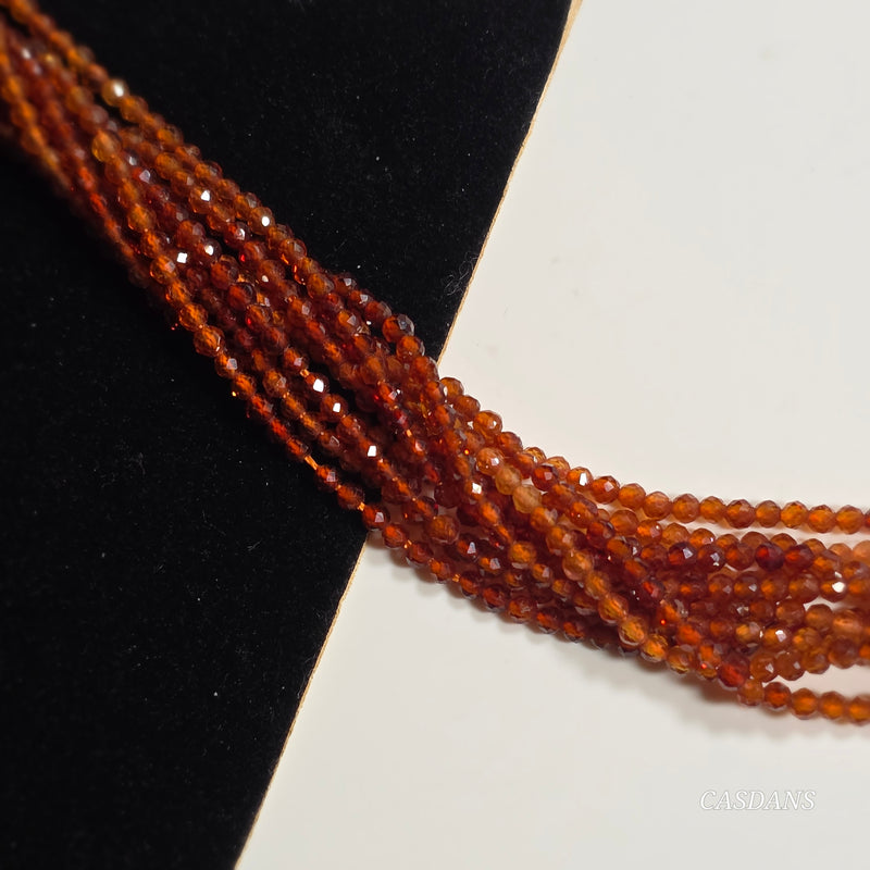 Orange Garnet 2mm Faceted Round Beads