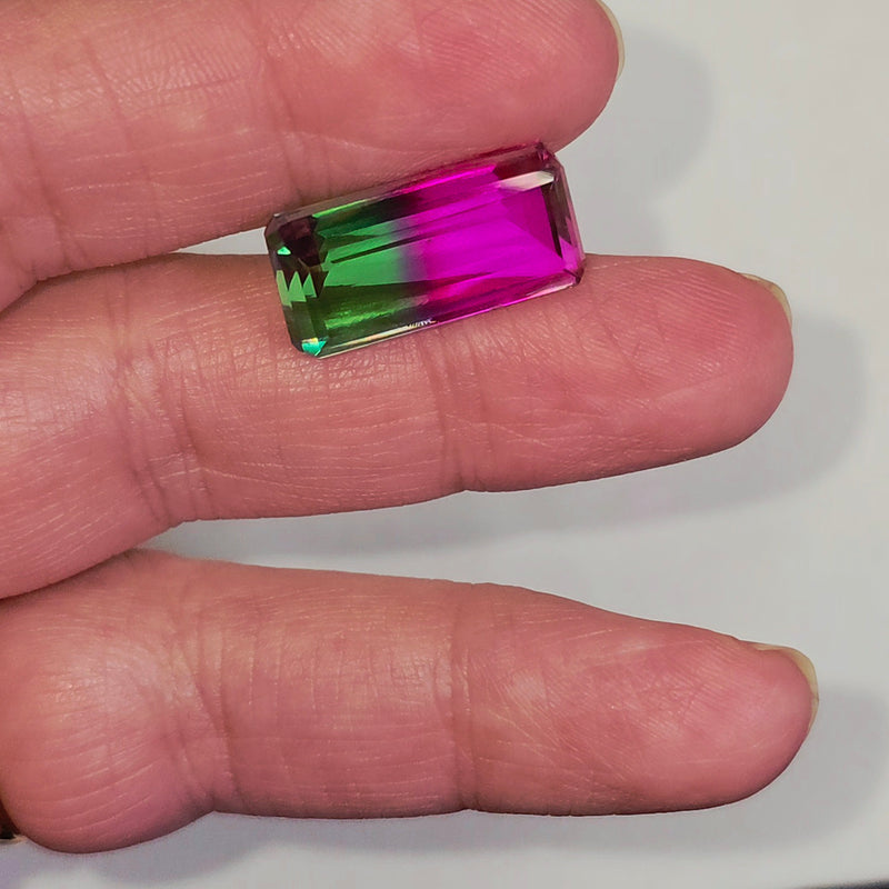 Gradient Glass Faceted Doublet 10x20mm Emerald Cut