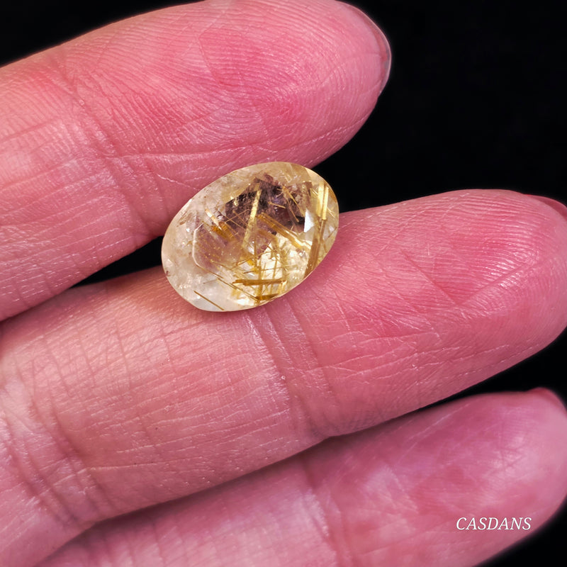 Gold Rutile Quartz 10x14mm Oval Facet