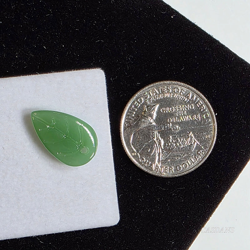 Czech Glass Leaf Bead 11x18mm - Dark Green