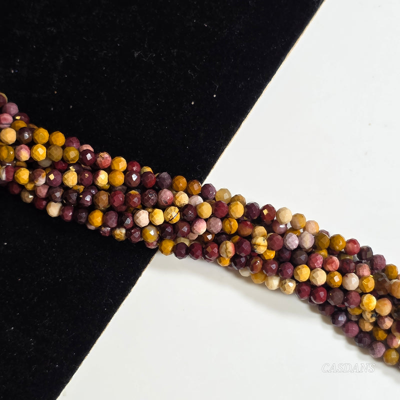 Mookaite Jasper 3mm Faceted Round Beads