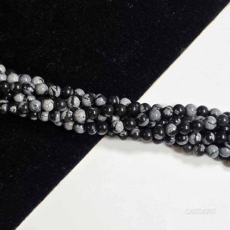 Snowflake Obsidian 3mm Smooth Round Beads