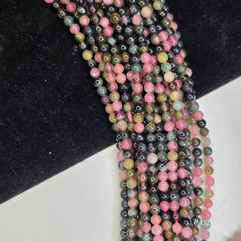 Mixed Tourmaline 3mm Smooth Round Bead
