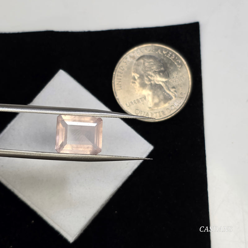 Rose Quartz 10x12mm Emerald Cut Facet - Calibrated